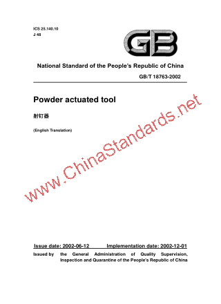 GB/T 18763-2002 in English GB/T 18763-2002 in English