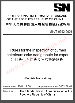 SN/T 0992-2001 in English SN/T 0992-2001 in English