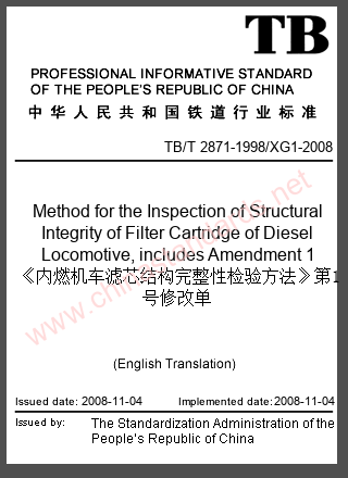 TB/T 2871-1998/XG1-2008 in English TB/T 2871-1998/XG1-2008 in English